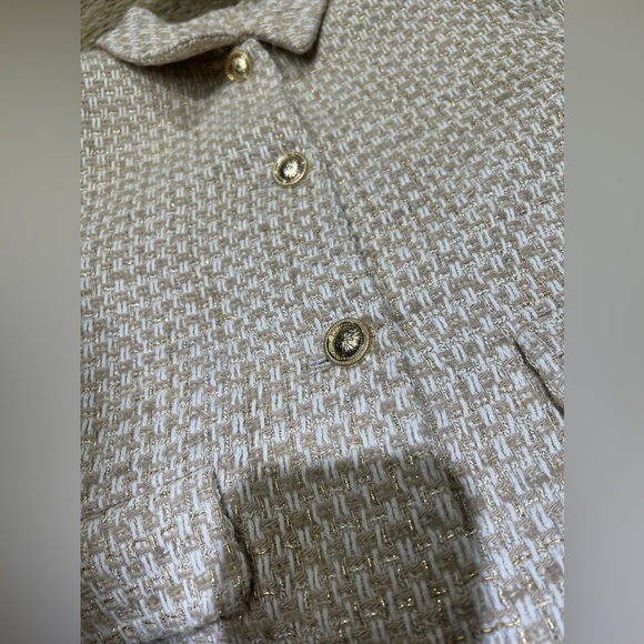 ZARA TWEED STRUCTURED SHORT BLAZER WOOL BLEND LIMITED EDITION -Tan Beige Small - Picture 5 of 12